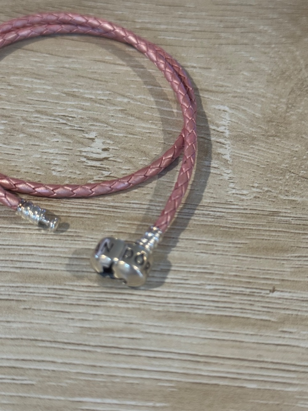 Authentic PANDORA DOUBLE LEATHER BRACELET 16" Light PINK Pre-owned - Picture 2 of 8